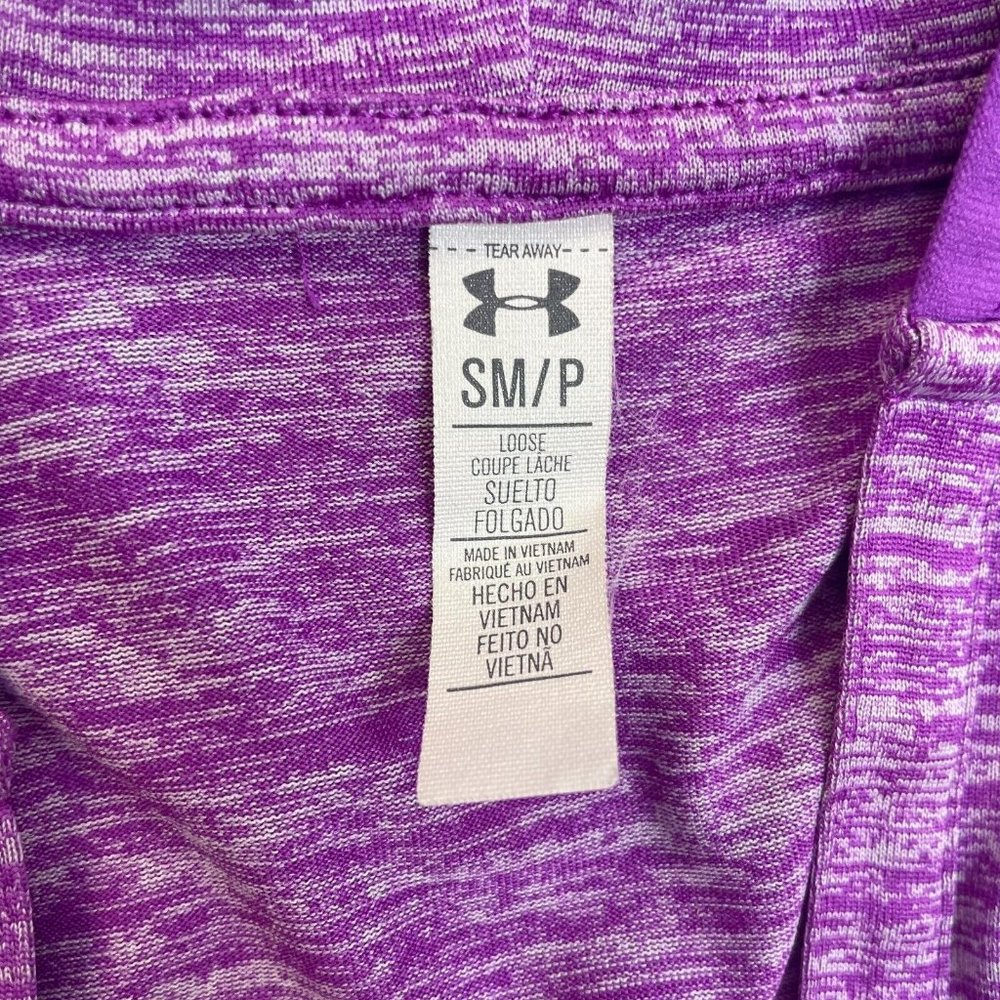 Under Armour Top Small Purple Hooded Loose Fit Long Sleeve Gym T-Shirt Women's - Picture 11 of 11